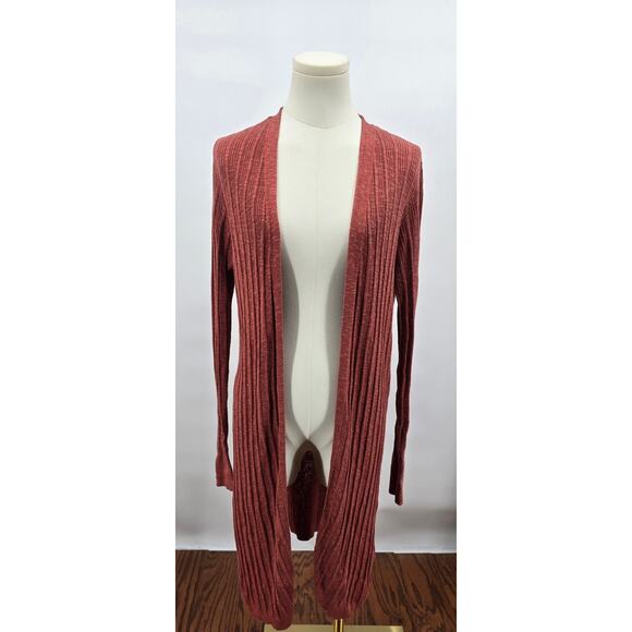 Hem & Thread Cottagecore Chestnut Ribbed Side Slit Cardigan - Picture 1 of 5